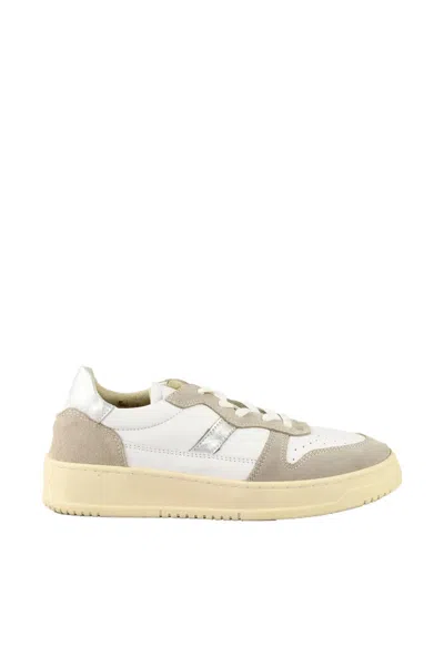 Twelve Style Division Leather Sneakers - White/taupe In Multi