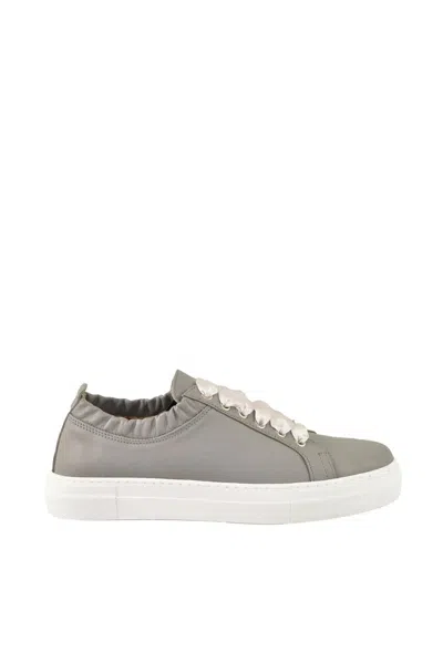 Twelve Style Division Low-top Grey Sneakers With Smooth Leather Upper In Gray