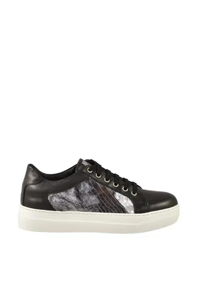 Twelve Style Division Low-top Sneakers With Textured Silver Panels In Black