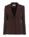 Twenty Easy By Kaos Woman Blazer Chocolate Brown Size 4 Polyester, Elastane In Brown