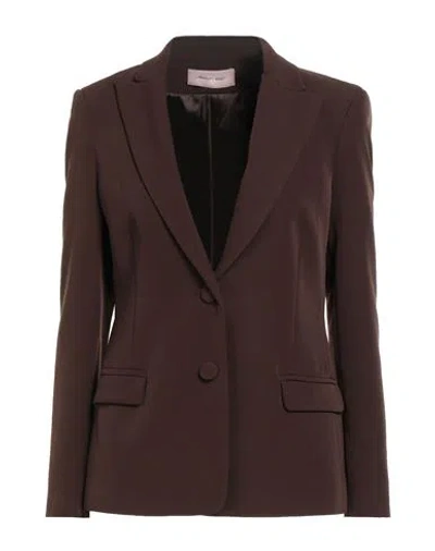 Twenty Easy By Kaos Woman Blazer Chocolate Brown Size 4 Polyester, Elastane