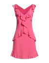 Twenty Easy By Kaos Woman Mini Dress Fuchsia Size 4 Acetate, Silk In Pink