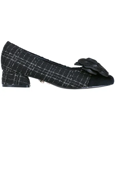 Twenty Four Haitch Alcione Tweed Pumps In Black