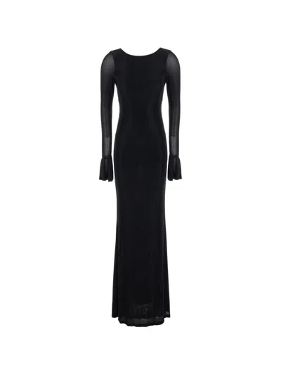 Twenty Four Haitch Algedi Crystal-embellished Open-back Maxi Dress In Blue