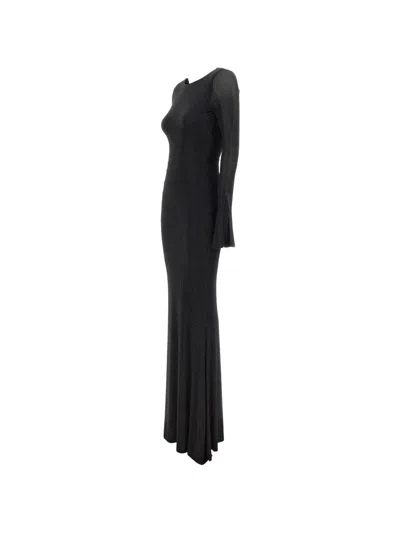 Twenty Four Haitch Algedi Rhinestone-embellished Maxi Dress In Black
