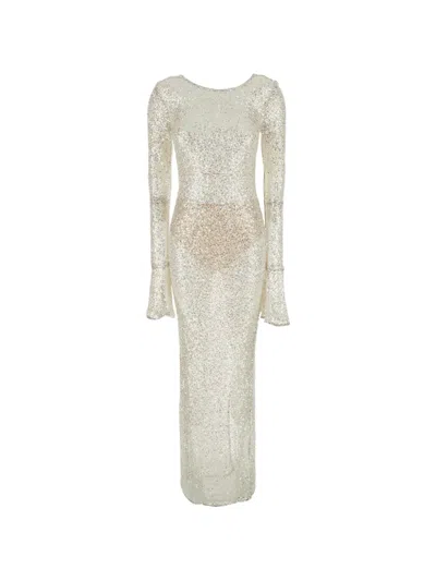 Twenty Four Haitch Algedi Sequin-embellished Dress In Silver