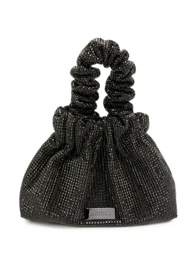 Twenty Four Haitch Angel Aura Crystal-embellished Ruched Tote Bag In Black