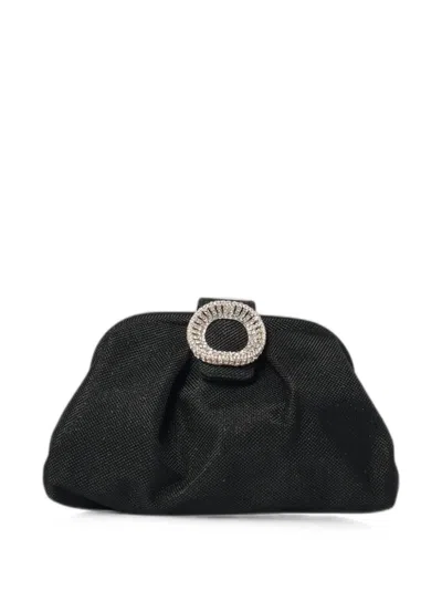 Twenty Four Haitch Bakios Crystal-buckle Clutch Bag In Black