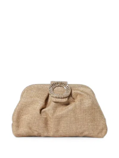 Twenty Four Haitch Bakios Crystal-buckle Clutch Bag In Neutral