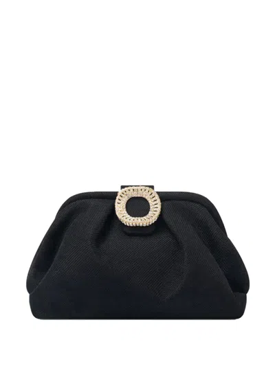 Twenty Four Haitch Bakios Jewelled-buckle Clutch Bag In Black