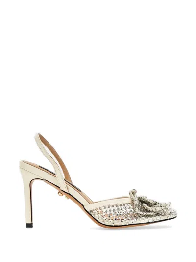 Twenty Four Haitch Benirras Rhinestone-embellished Mesh Pumps In Neutral