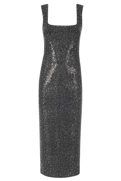 Twenty Four Haitch Black Narsen Rhinestone Ankle-length Dress In Grey