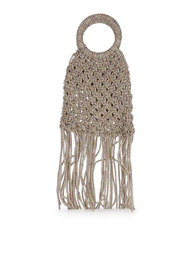 Twenty Four Haitch Bag Made Of Rhinestone Knit In Gold