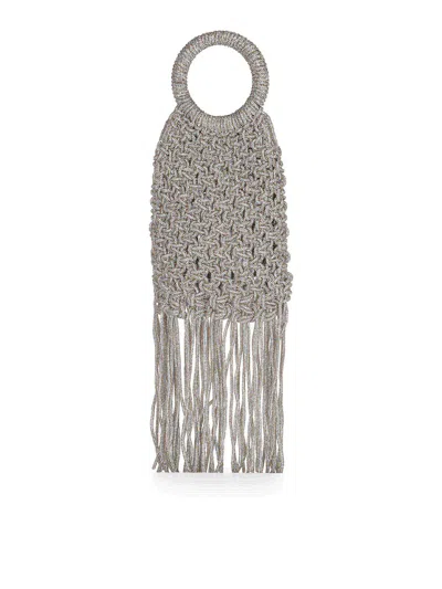 Twenty Four Haitch Bag Made In Rhinestone Knit In Silver