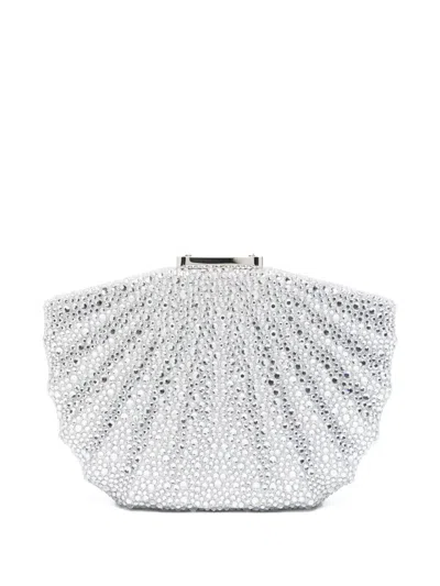 Twenty Four Haitch Bonita Crystal-embellished Shell-shaped Clutch Bag In Silver