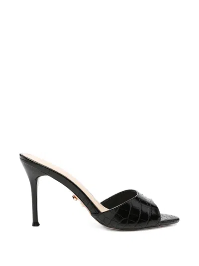 Twenty Four Haitch Brandinchi Croc-effect Sandals In Black