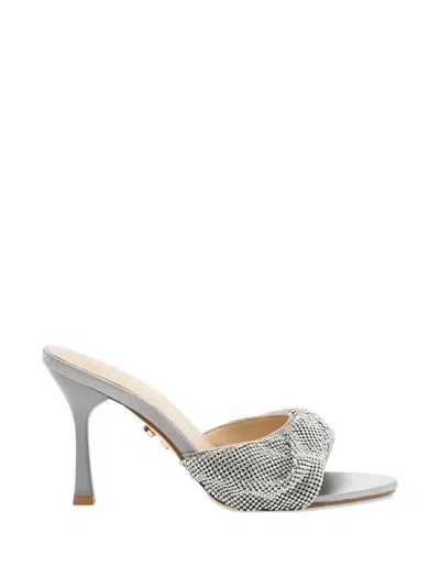 Twenty Four Haitch Canberra Crystal-embellished Heeled Sandals In Silver
