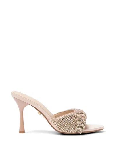 Twenty Four Haitch Canberra Rhinestone-embellished Mules In Pink
