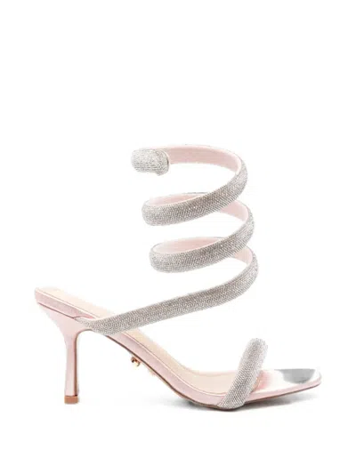 Twenty Four Haitch Centauro Crystal-embellished Spiral-strap Sandals In Pink