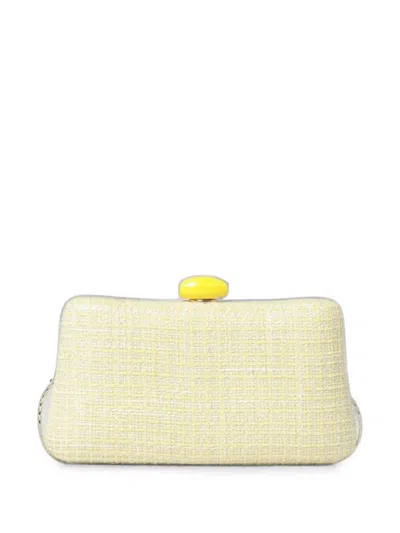 Twenty Four Haitch Citara Tweed Clutch Bag In Yellow
