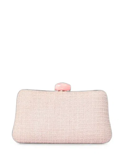 Twenty Four Haitch Citara Tweed Clutch Bags In Pink