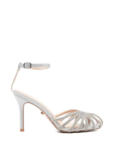Twenty Four Haitch Crystal-embellishment Heeled Sandals In Silver