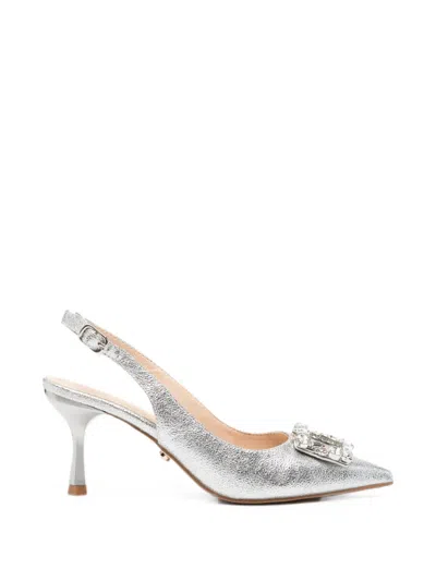 Twenty Four Haitch Crystal-detail Slingback Heeled Pumps In Silver