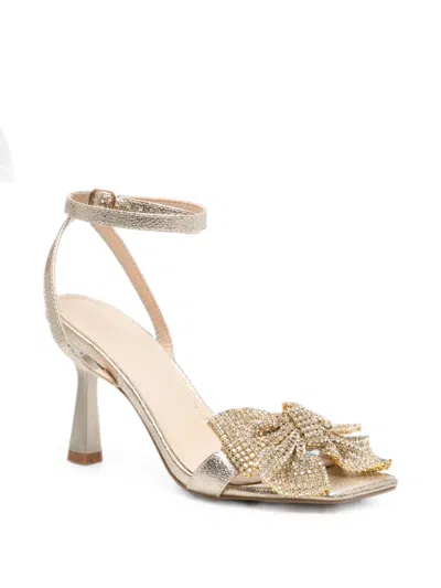 Twenty Four Haitch Crystal-embellished Bow-detail Sandals In Neutral