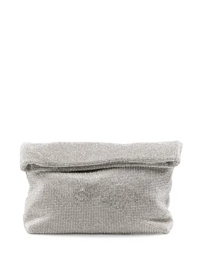 Twenty Four Haitch Crystal-embellished Clutch Bag In Gray