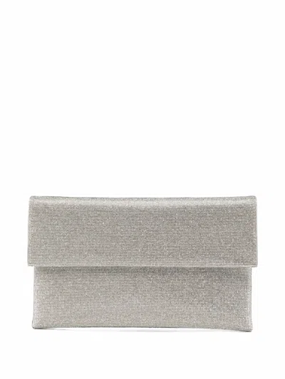 Twenty Four Haitch Crystal-embellished Envelope Shoulder Bag In Silver