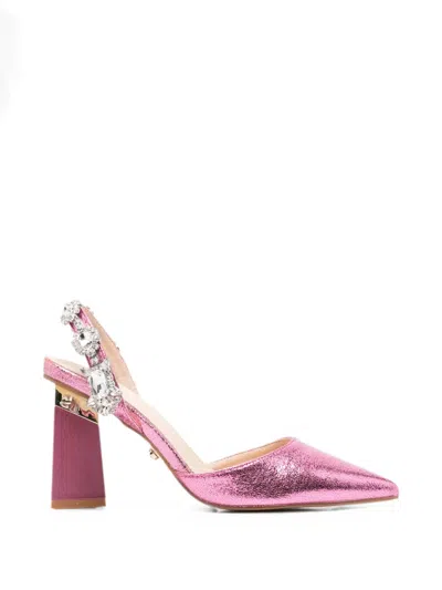 Twenty Four Haitch Crystal-embellished Heeled Pumps In Multi