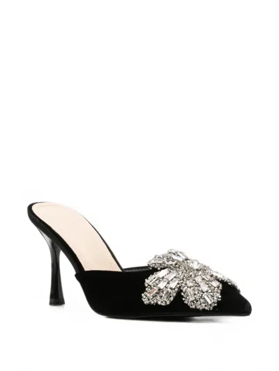 Twenty Four Haitch Crystal-embellished Pointed-toe Pumps In Black