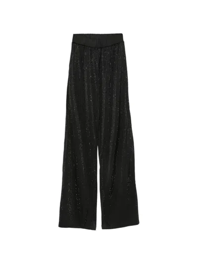 Twenty Four Haitch Crystal-embellished Satin-finish Trousers In Blue