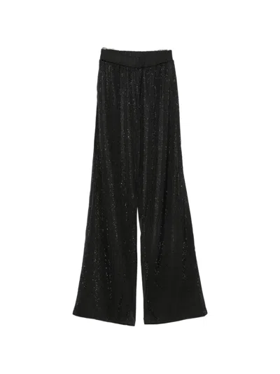Twenty Four Haitch Crystal-embellished Satin-finish Trousers In Black