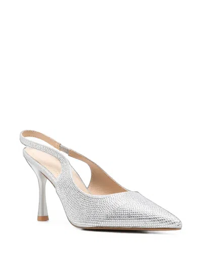 Twenty Four Haitch Crystal-embellished Slingback Pumps In White