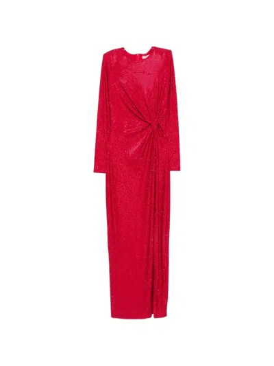 Twenty Four Haitch Crystal-embellished Twisted-detail Maxi Dress In Red