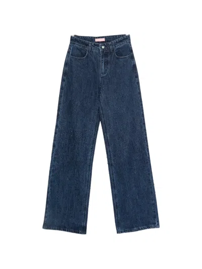 Twenty Four Haitch Crystal-embellished Wide-leg Jeans In Blue