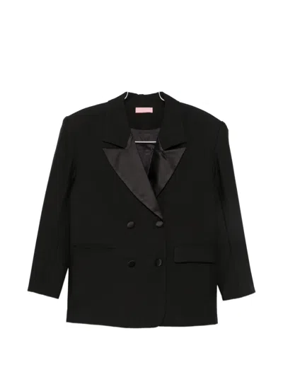 Twenty Four Haitch Double-breasted Peak-lapels Jacket In Black