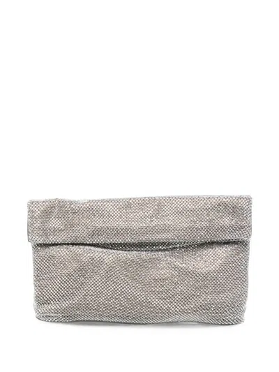 Twenty Four Haitch Dunham Crystal-embellished Foldover Clutch Bag In Red