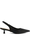Twenty Four Haitch Embellished Slingback Pumps In Black