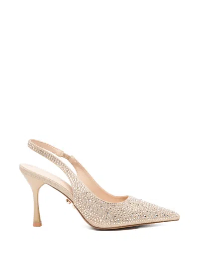 Twenty Four Haitch Embellished Slingback Pumps In Gold