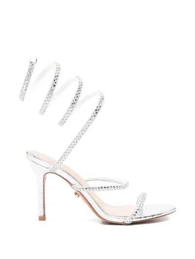 Twenty Four Haitch Embellished Spiral Pumps In Silver
