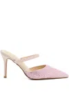 Twenty Four Haitch Embellished Strap Pumps In Pink