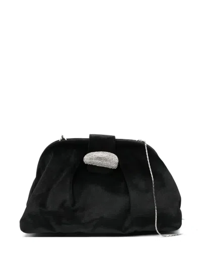 Twenty Four Haitch Embellished-tab Clutch Bag In Black