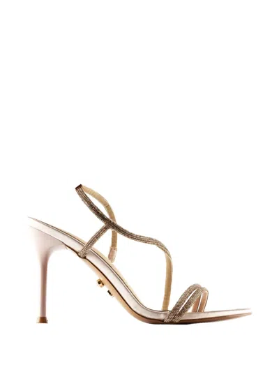 Twenty Four Haitch Flamenco Embellished Strappy Sandals In Gold