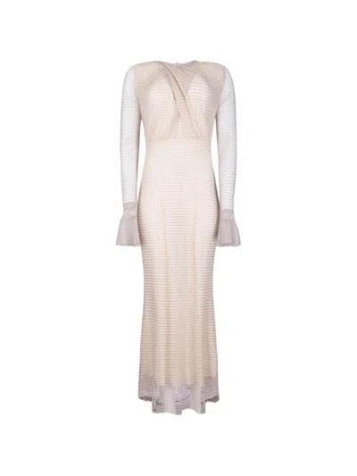 Twenty Four Haitch Flared-cuff Maxi Dress In Neutral