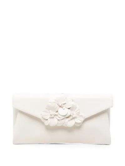 Twenty Four Haitch Floral-appliqué Envelope Shoulder Bag In White