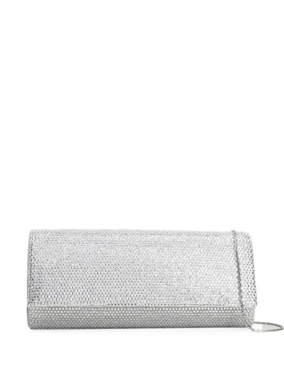 Twenty Four Haitch French 75 Crystal-embellished Clutch Bag In Silver