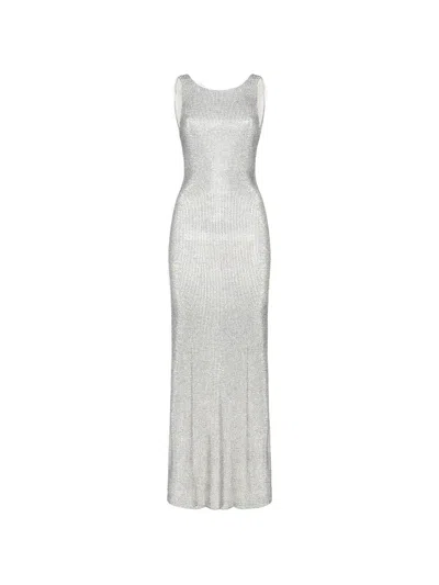 Twenty Four Haitch Helios Crystal-embellished Maxi Dress In Silver