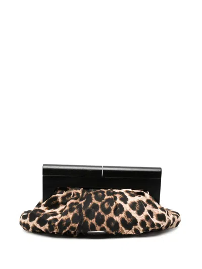 Twenty Four Haitch Kenda Ruched Clutch Bag In Animal Print